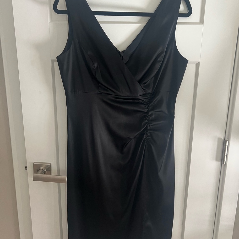 Donna Ricco Black Ruched Midi Dress